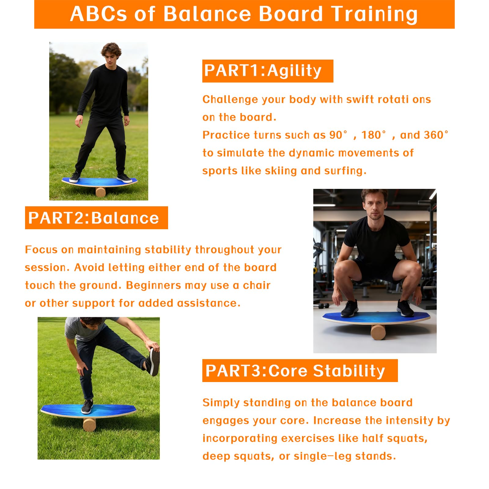 Balance Board Erwachsene,Holz Balance Board Set Mit Korkrolle,Kork Halbkugel und Gummiball,Balance-Trainer mit rutschfester Oberflächenbehandlung