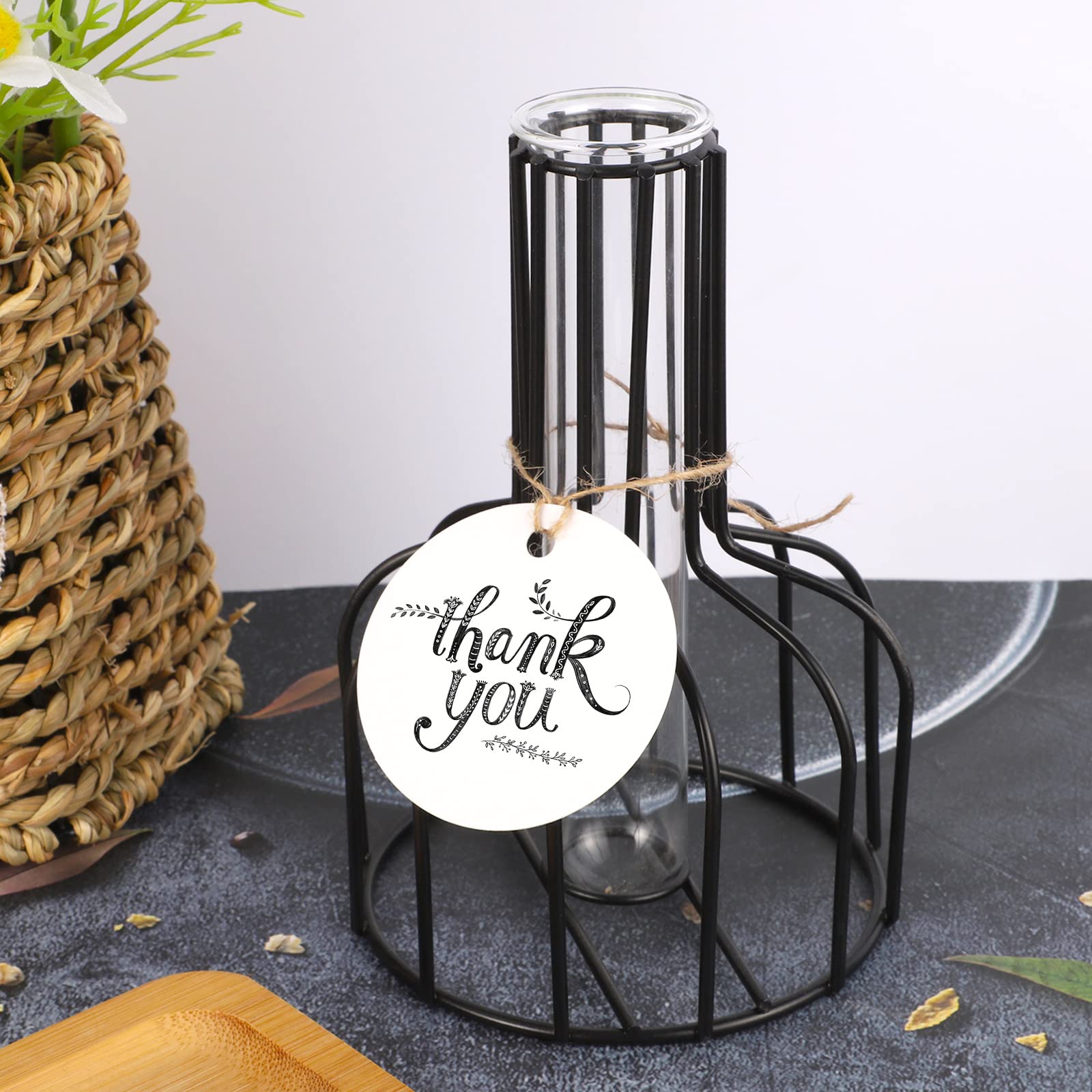 50 Etichette Carta Kraft Rotonde | 5,5 Cm Con Spago Iuta | Per Bomboniere Matrimonio Natale Regali - Foto 7