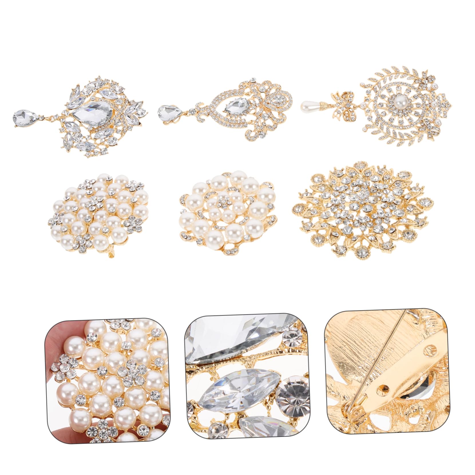 Broche de perlas y diamantes vendimia para hombres pasador de chal broches de perlas de diamantes de imitación pin de solapa creativo Broche de boda aleación Golden