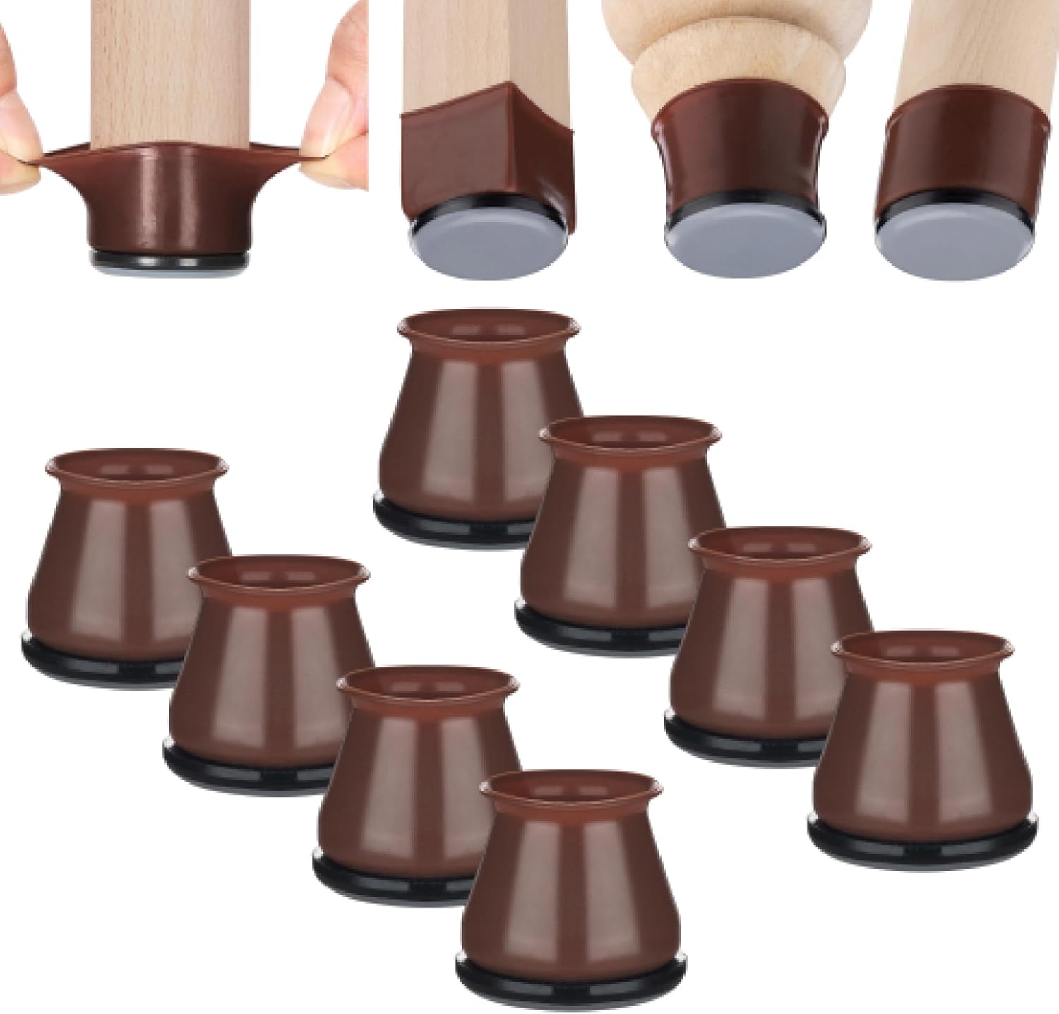 Aneaseit Chair Leg Sliders for Carpet - 8 pcs Clear - Silicone Heavy Duty Furniture Movers w/PTFE Bottom - Table Feet Covers Pads Protectors for Smooth Glides - Extra Large