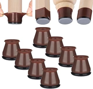 Aneaseit Chair Leg Sliders for Carpet - 8 pcs Dark Walnut - Silicone Heavy Duty Furniture Movers w/PTFE Bottom - Table Feet Covers Pads Protectors for Smooth Glides - Large