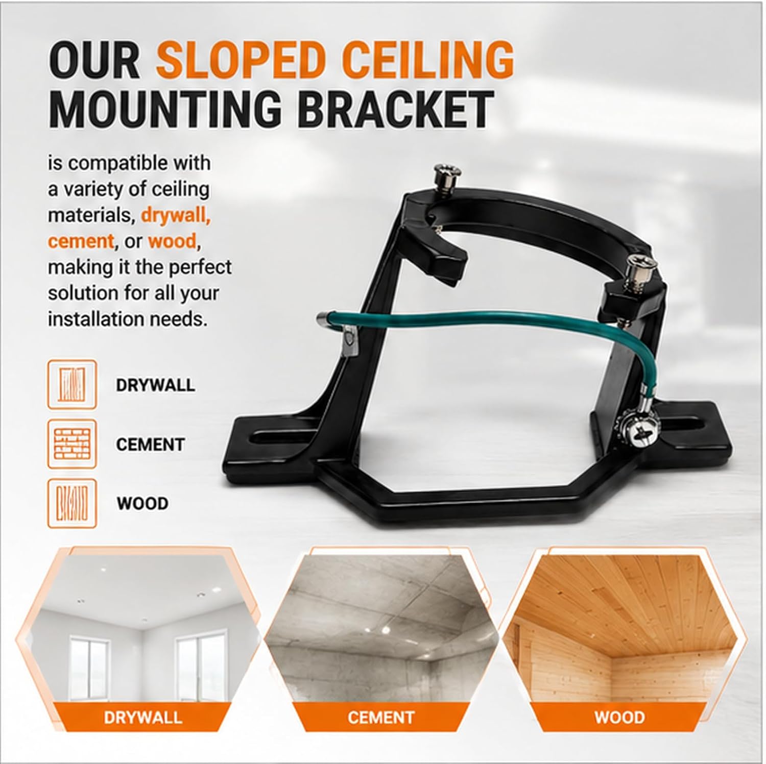 Sloped Ceiling Mounting Bracket with Hanger Ball for Ceiling Fan, Cast Aluminum Vaulted Fan Adapter for Angled Ceilings Up to 45°, Fits 1" O.D. Non-Threaded Downrods, . ( Canopy)