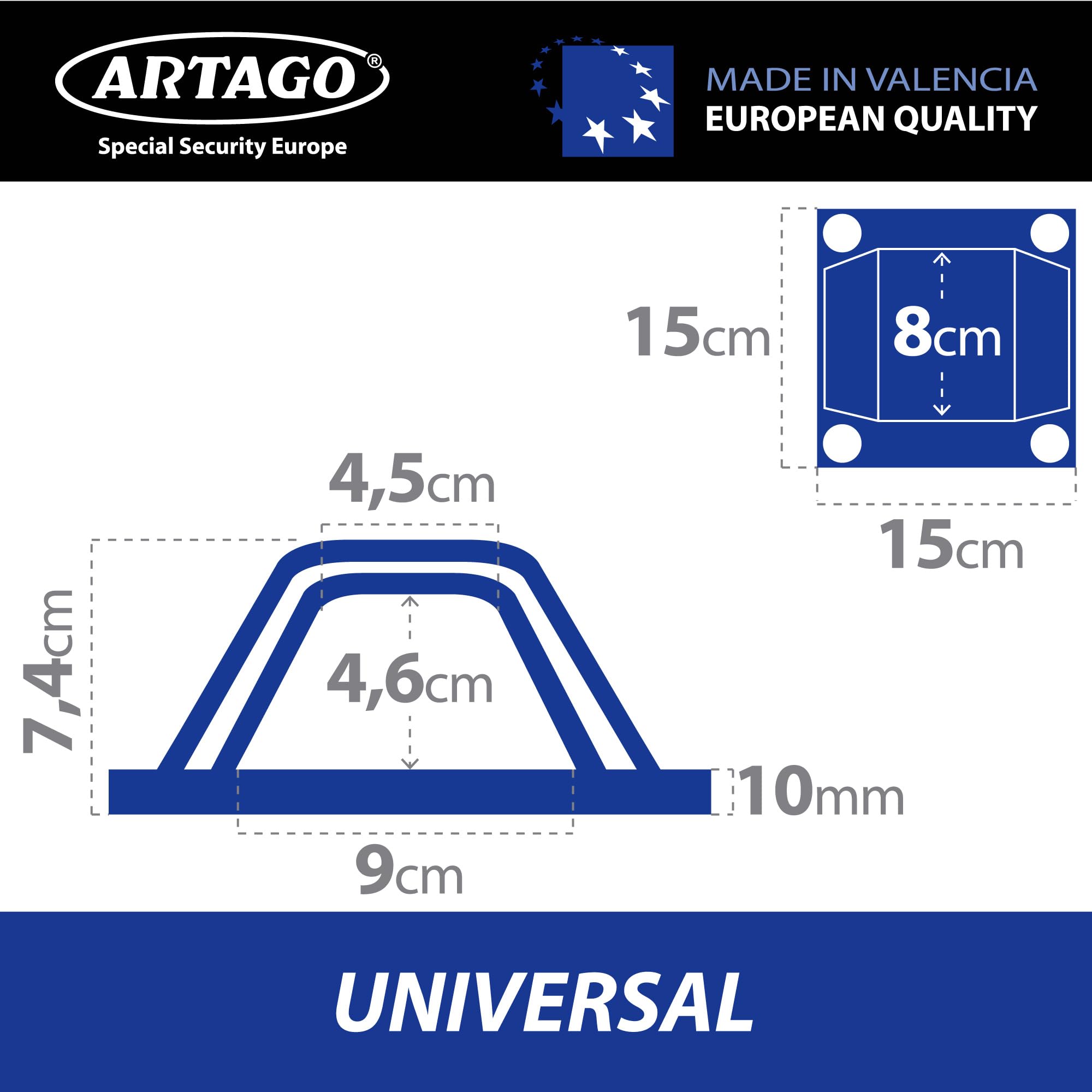 ARTAGO 61 Anclaje Seguridad Alta Gama, El Anclaje Antirrobo Moto Homologado Sold Secure Más Seguro, N1 Test Comparativo, Doble Puente Acero 6+6, Tacos Exclusivos Blindados, Suelo Pared Garaje Parking
