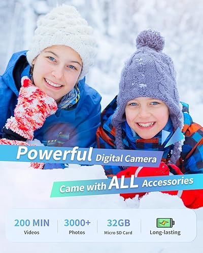 Miniatura 4 de Cámara digital, cámara para niños, FHD 1080P, cámara de apuntar y disparar con zoom de 16X, antivibraciones, pequeña cámara compacta para