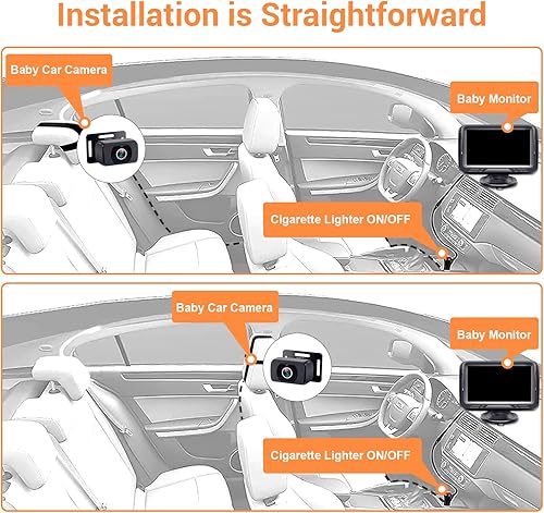 Miniatura 7 de Rohent Cámara de coche para bebé HD 1080P - Monitor infantil orientado hacia atrás con visión nocturna Cámara de coche para bebé Lente gran angular