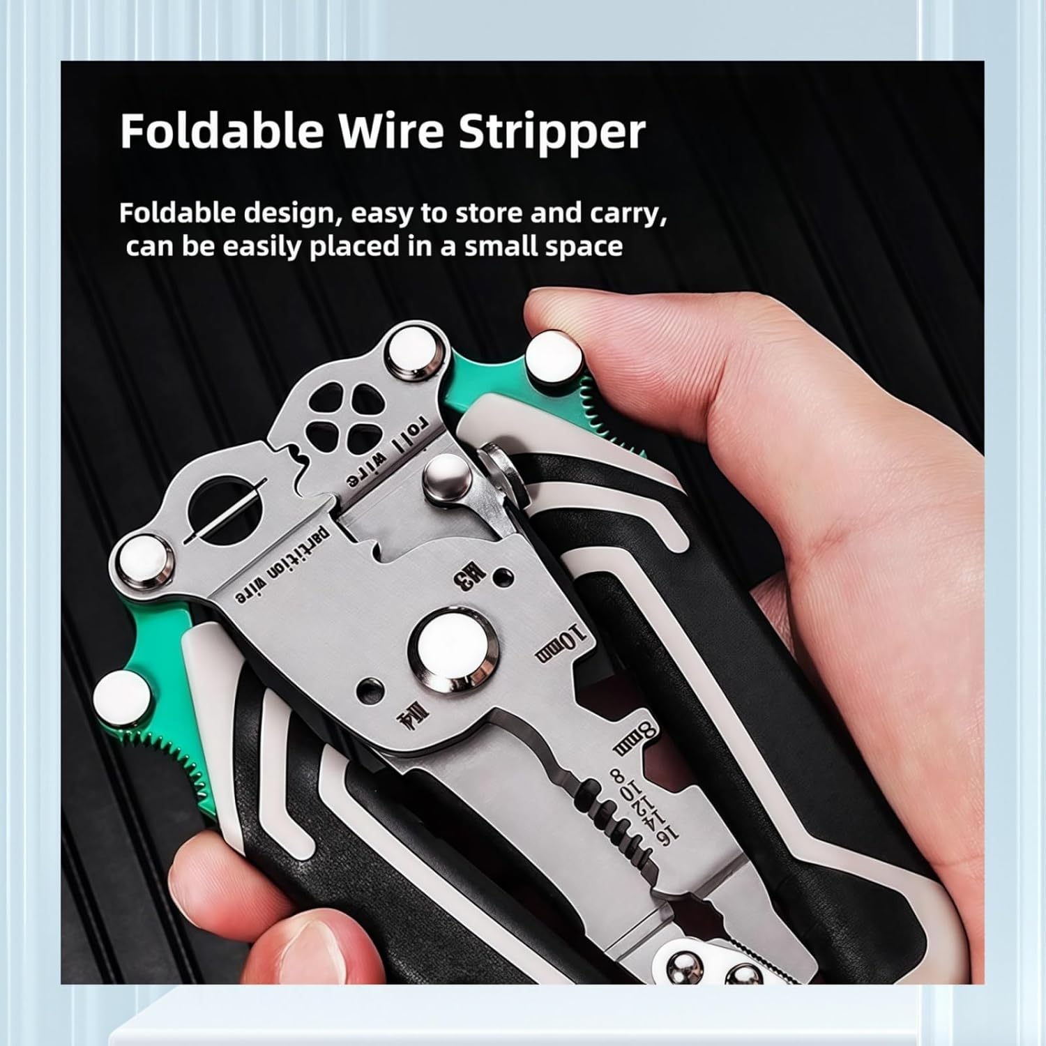 18 in 1 Foldable Wire Stripper,Multifunctional Foldable Professional Wire Stripper,Wire Stripper Twister/Wire Crimping tool,Electrician Pliers Tools for Cutting and Pulling Wires(3Pcs)