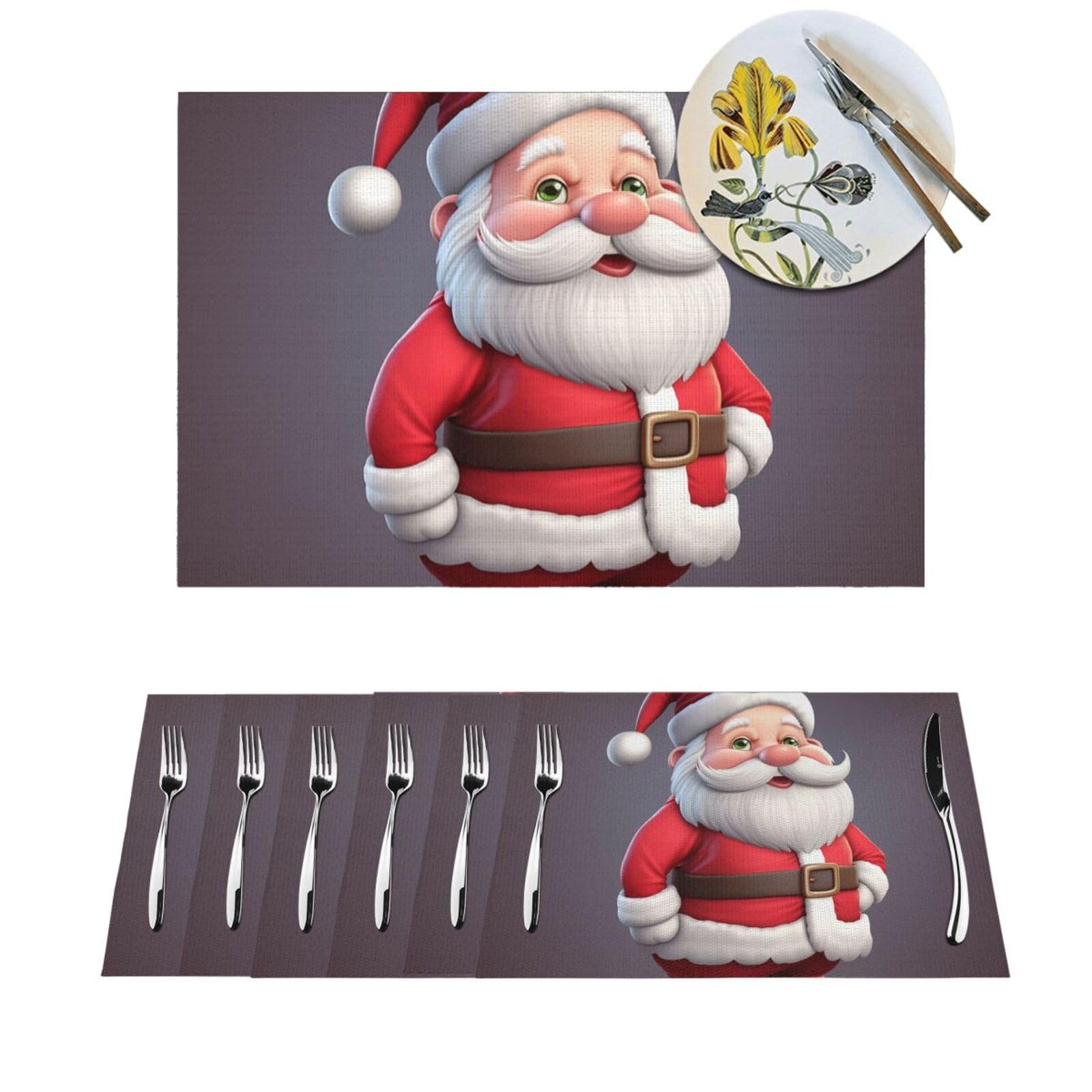 Sets de table Père Noël en PVC tissé 45x30 cm lot de 4 antidérapants
