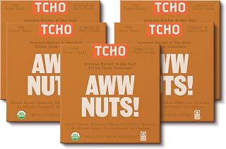 TCHO Aww Nuts! Dark Chocolate Bars (5 pack) | Plant Based, Organic & Fair Trade | Non GMO, Non-Dairy, Vegan, Soy Free (2.1oz each)