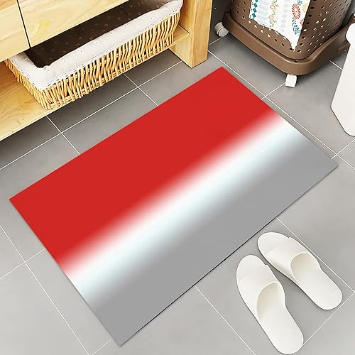 Miniatura 5 de Kitchen Rug Mats Set of 2 Piece Red and Grey Ombre Non Slip Cushioned Rug Gradient Gradual Color Anti-Fatigue Washable Comfort Floor Mat Carpets