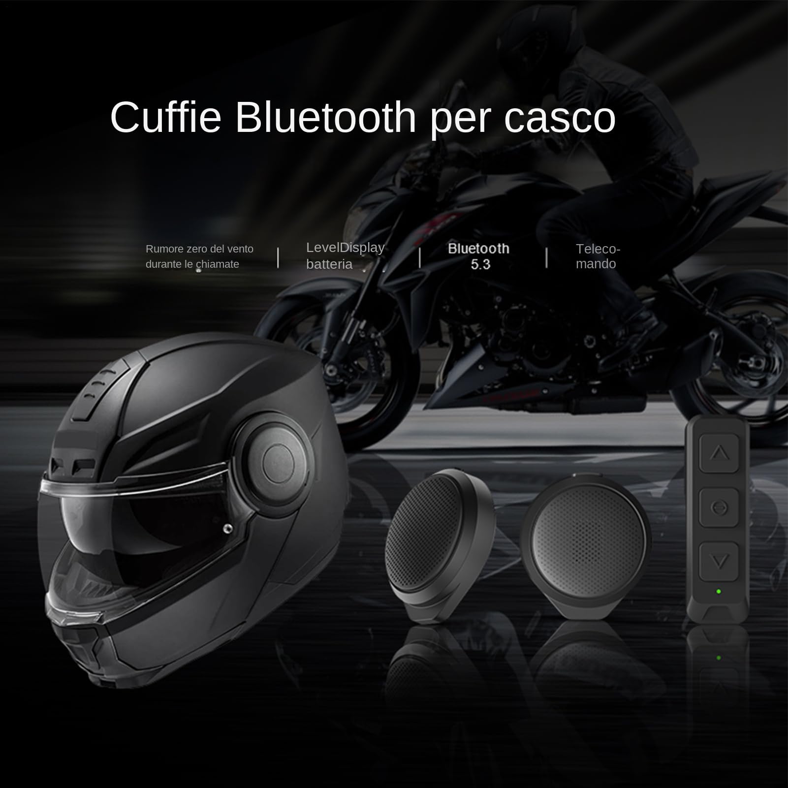 Generico Interfono moto per casco rigido Cuffie portatili, ricaricabili e | Cuffia Custodia di ricarica per auricolare, moto, cuffia impermeabile, guida, viaggio, pendolarismo