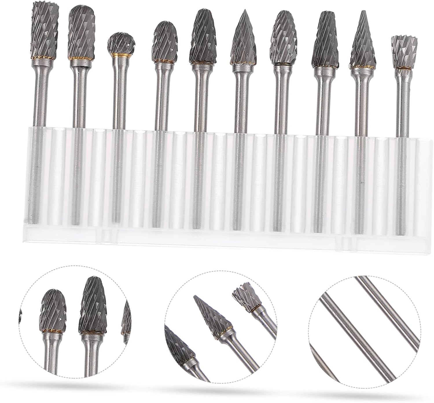 Veemoon 10pcs Tungsten Carbide Burr Carving Grinding Head Rotary Files for Drill Sanding Bits Carving Tools File