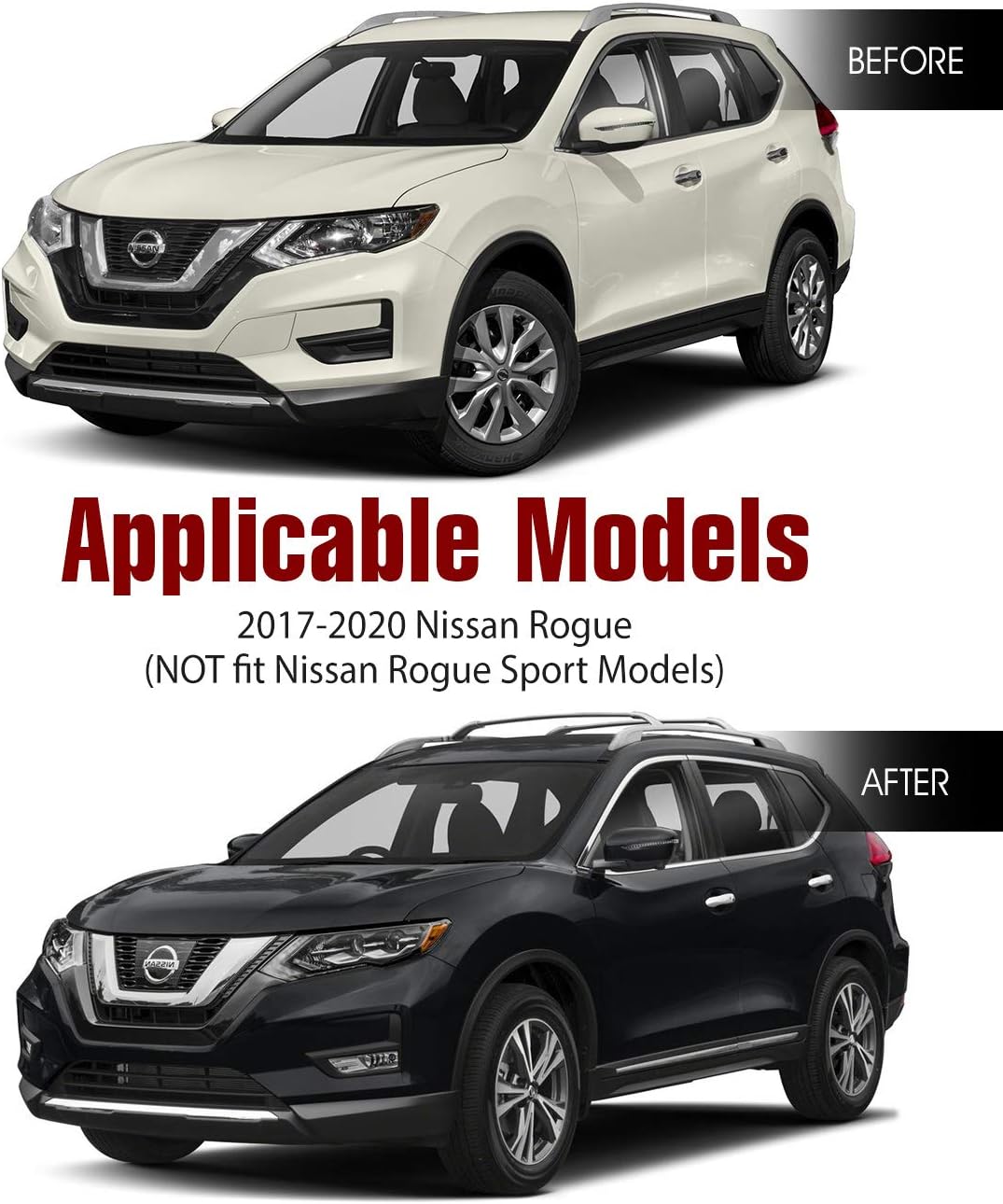 AUTOWIKI Fog Lights For Nissan Rogue 2017-2020 (Not Fit Sport Model) With Clear Lens Fog Light Assembly 2PCS OEM Replacement Fog Lamps (Switch and Wiring Kit Included)
