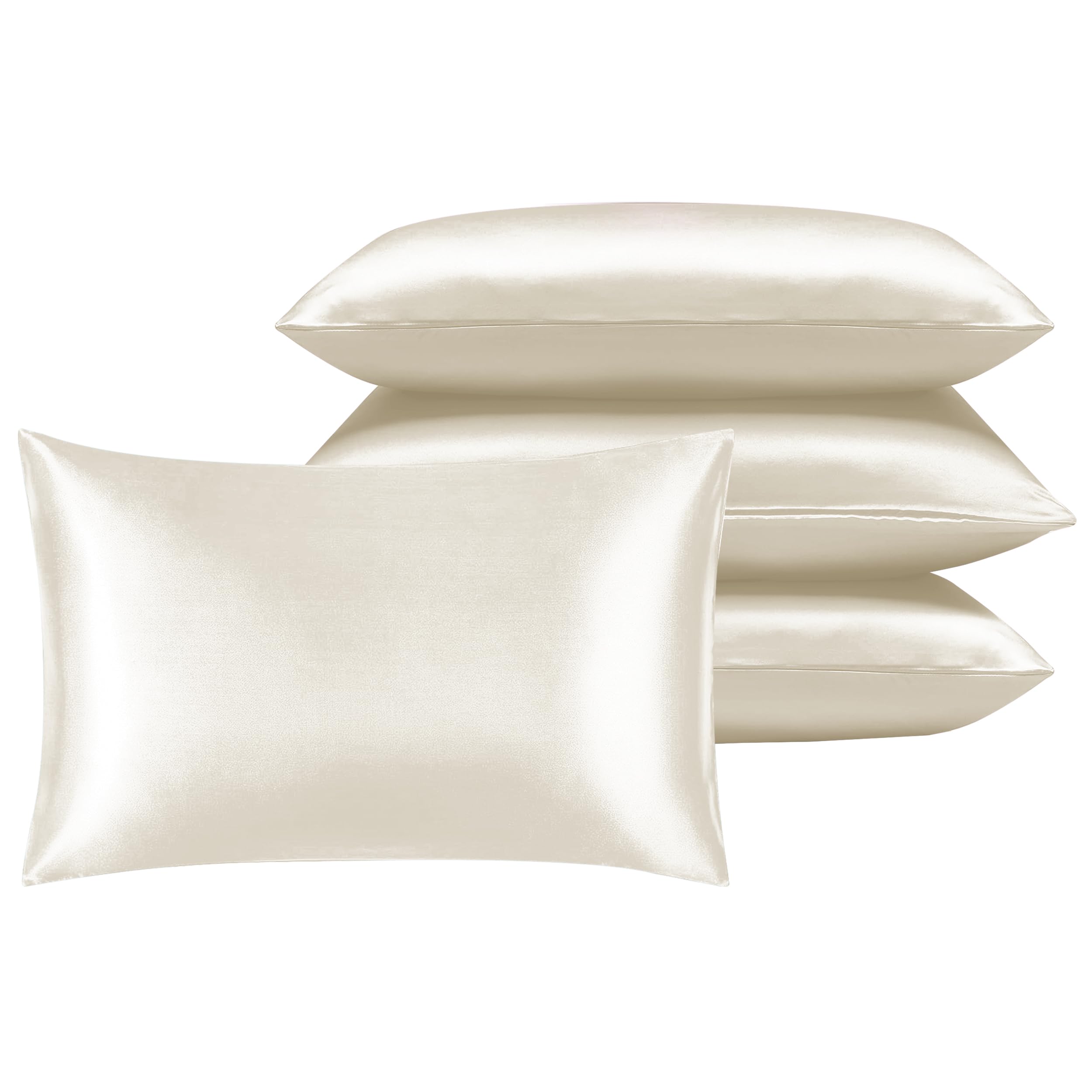 Ir Imperial Rooms Women's Ivory Imperial Rooms Satin Pillowcase 4 Pack – Satin Silk Pillowcases For Hair And Skin, Gifts For – Pillow Cases With Envelope Closure (50X75 Cm)
