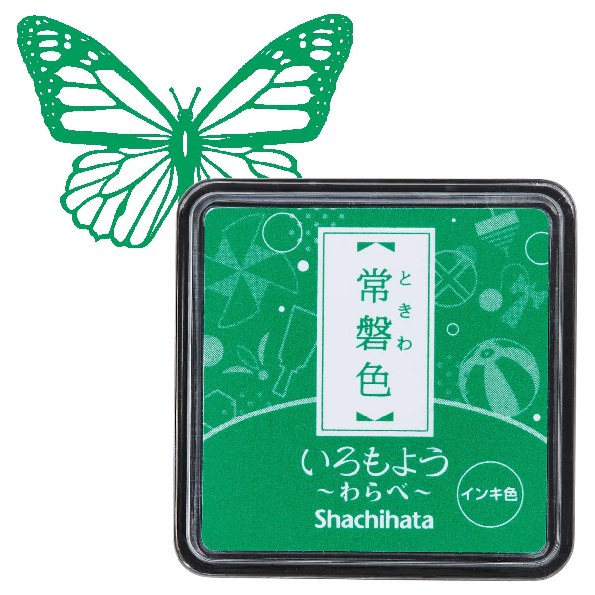 IROMOYO WARABE Stamp PAD, Small Traditional Japanese Ink Colour, Oil-Based Ink pad - Green