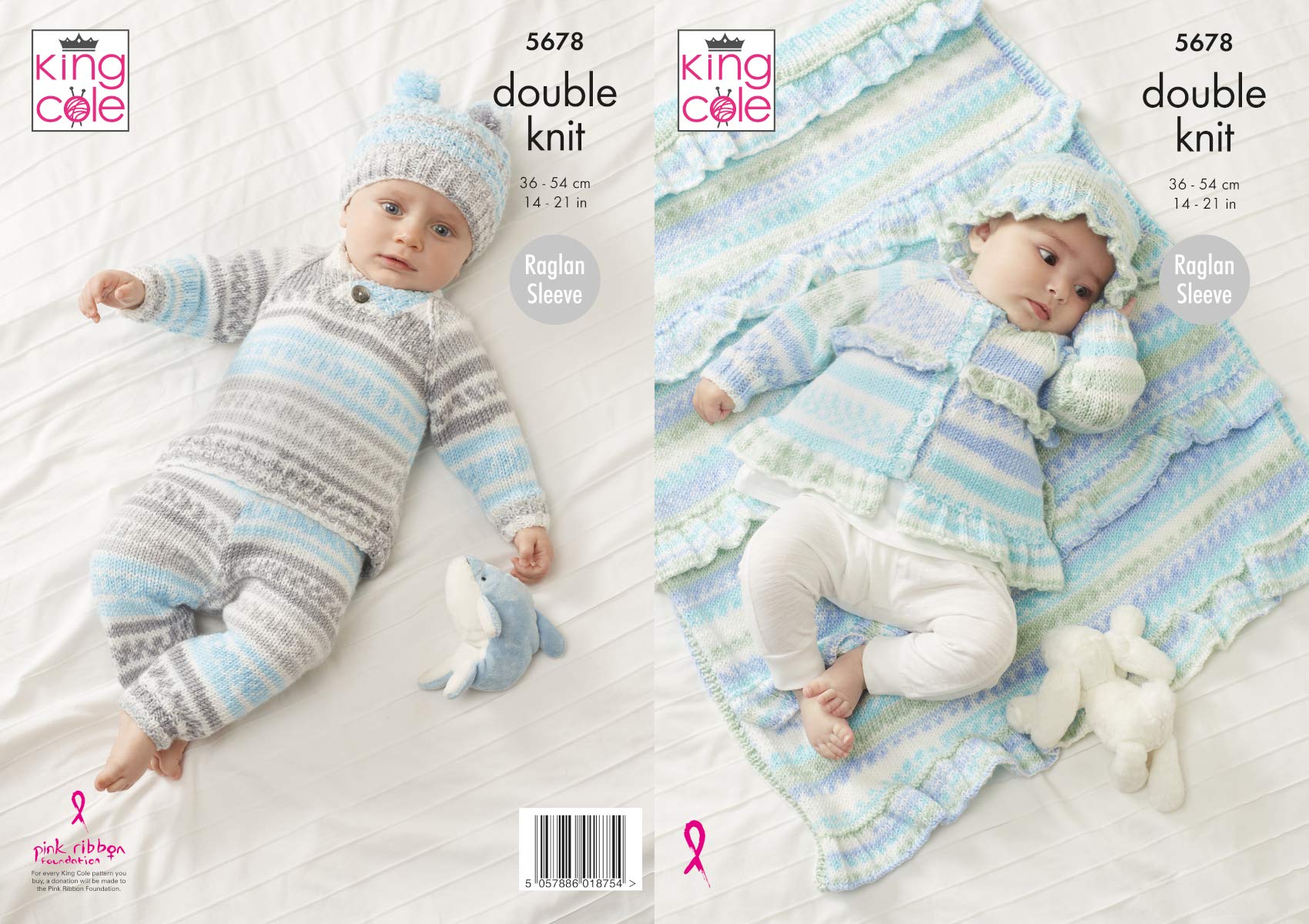 KING COLE KNITTING LEAFLET 5678. BABY SWEATER, PANTS, JACKET, HAT & BLANKET. D/K