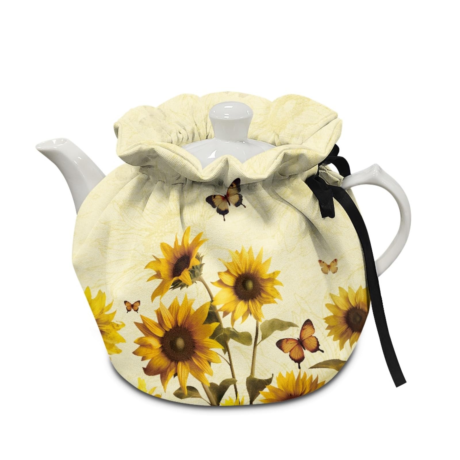 GLENLCWE Sunflower Tea Cosy,Retro Floral Printed Tea Cosy,Home Kitchen Tea Pot Dust Cover, Washable Keep Warm Breakfast Warmer Insulation Cozy