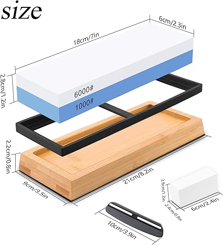 Miniatura 8 de Kit de piedra de afilar piedra de afilar de doble cara, grano 4001000, afilador de cuchillos profesional, piedras húmedas para afilar cuchillos, kit