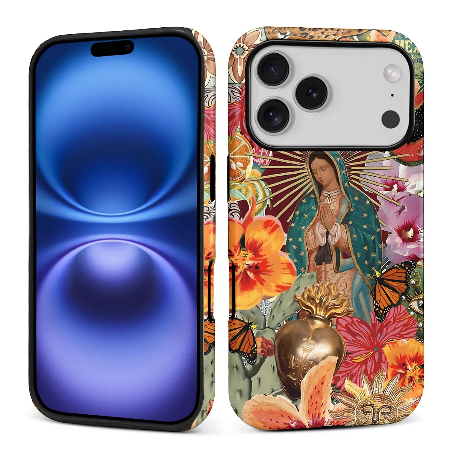 Case for iPhone 17 Pro - Virgin Mary Flower Collage