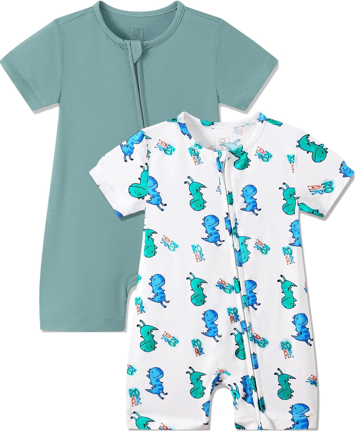 JunNeng 2pcs Baby Boy Footless Sleeper,Rayon from Bamboo Romper with 2 Way Zipper Short Sleeve Infant Summer Outfit