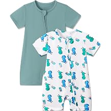 JunNeng 2pcs Baby Boy Footless Sleeper،رايون من الخيزران رومبير مع سحاب ثنائي الاتجاه بأكمام قصيرة ملابس صيفية للرضع