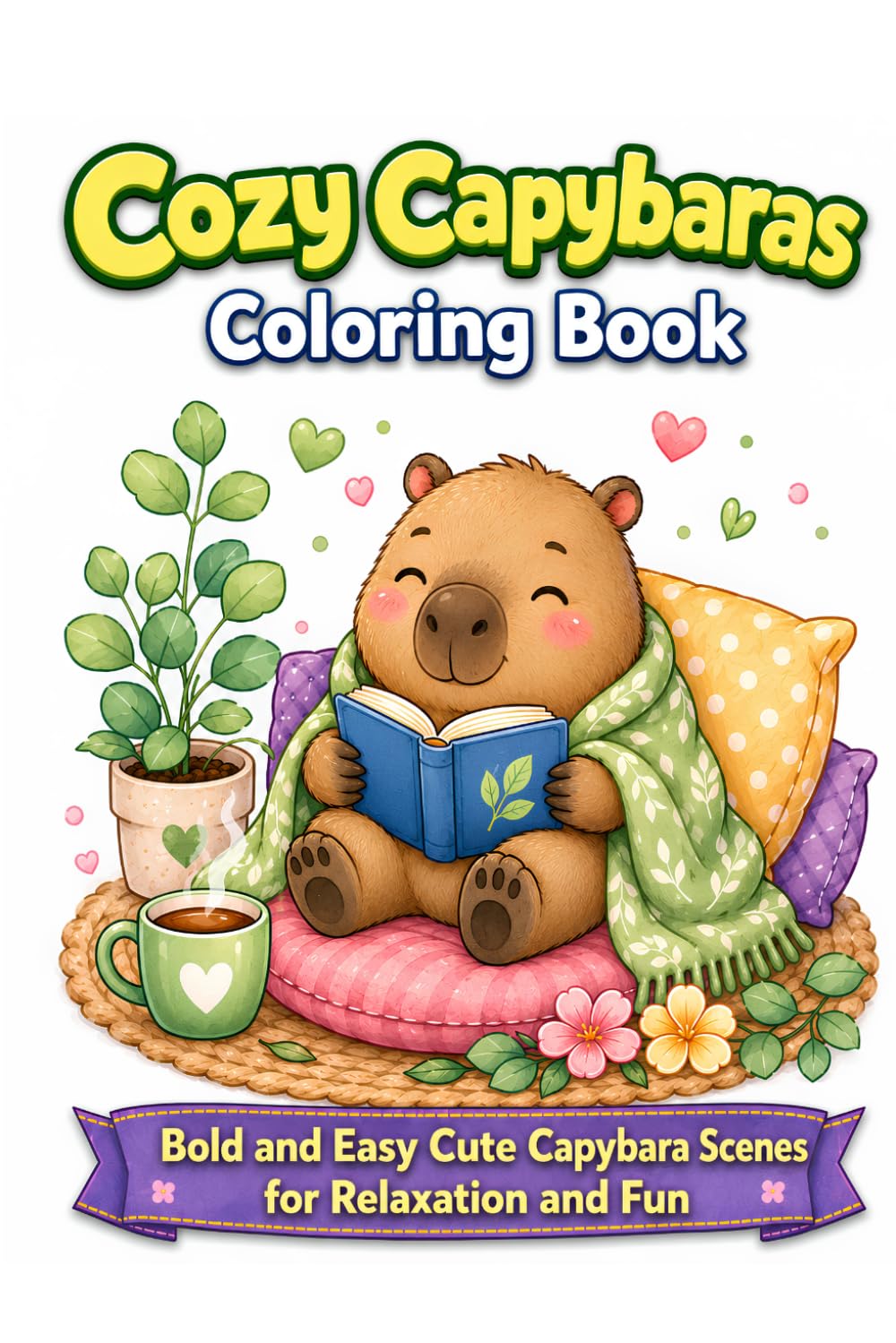 Cozy Capybaras Coloring Book: Bold and Easy Cute Capybara Scenes for Relaxation and Fun (Cozy Animals Coloring Book Series)