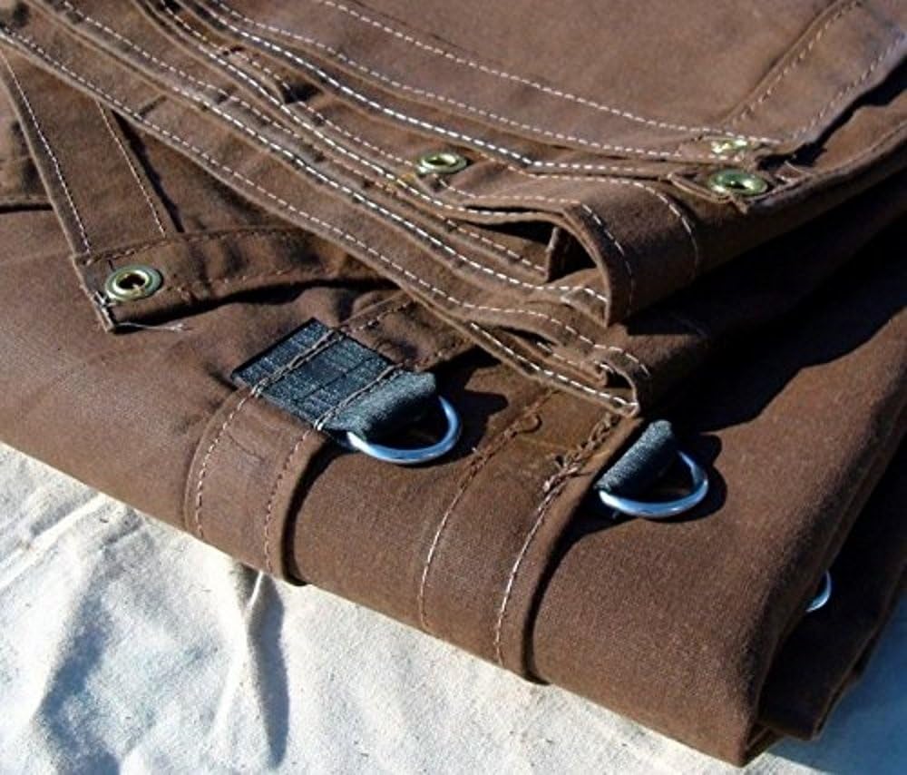 New 8 Ft. by 10 Ft. Heavy Duty Brown Canvas Tarp with DRing Tie Downs