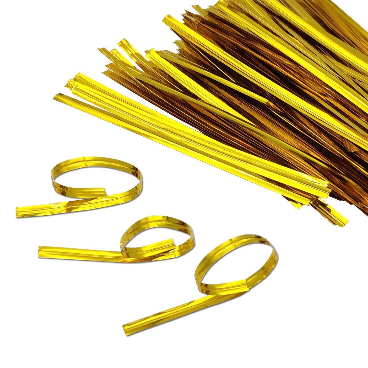 Esslly Twisters Ribbon Twist Ties - Perfect for Chocolate, Bread, and potli Packing. 3000 Gold-Colored Pieces Ensure Secure and Elegant Packaging. 4