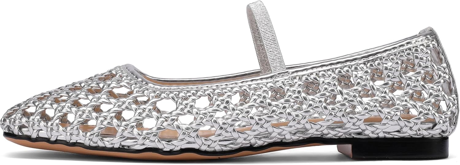 Woven Ballet Flats Shoes for Women with Strap Charming Comfortable Casual Elegance Flat Mary Janes Suitable for Woven Bags