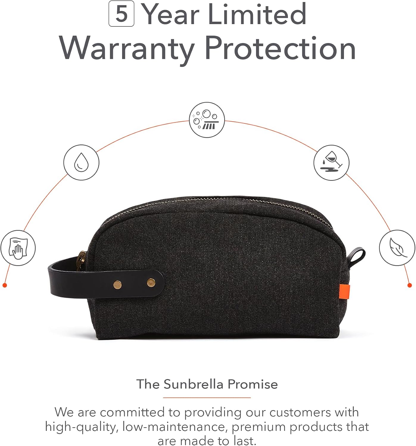 Sunbrella Andy Travel Kit | Durable Toiletry Bag | Water & Stain Resistant Bag for Travel Accessories | Unisex Shave & Cosmetic Bag | Recycled Fabric | Char/Black
