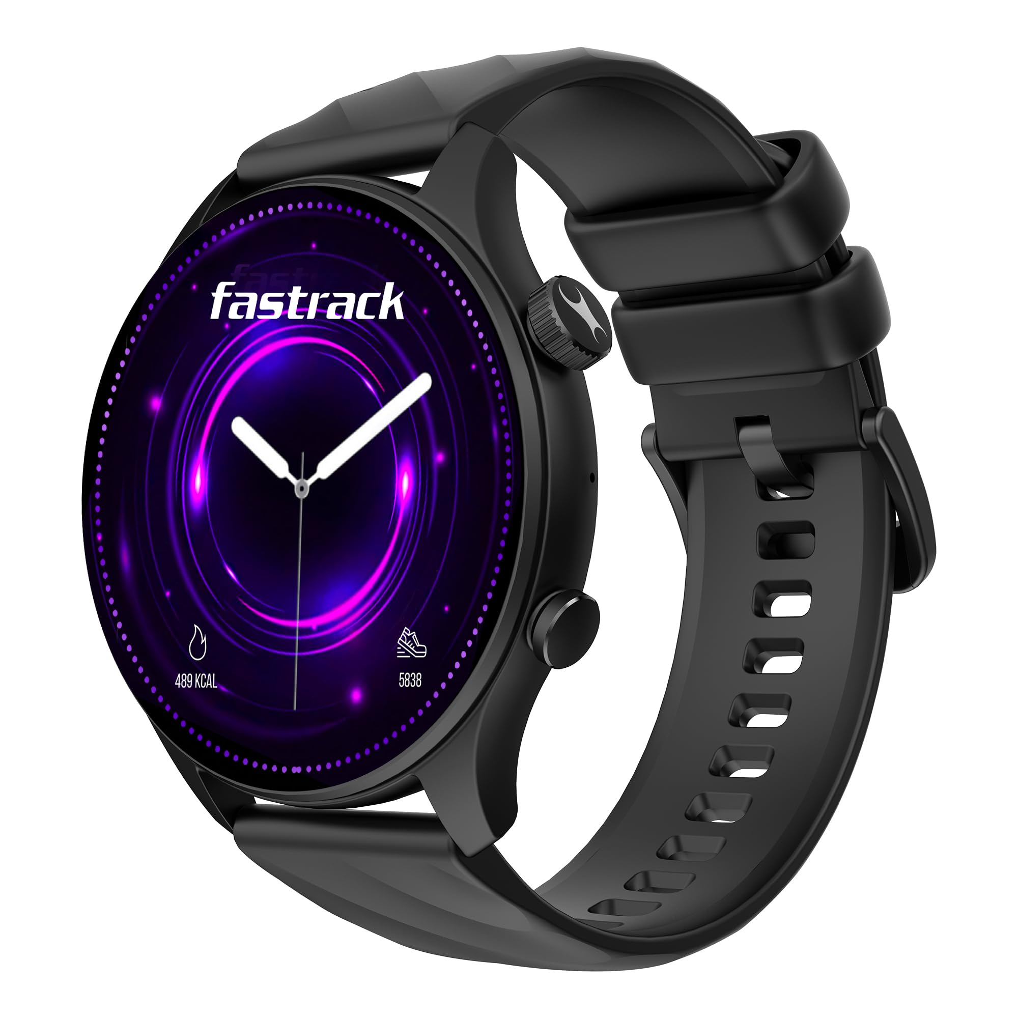 Fastrack Vivid Pro Smart Watch|1.43" AMOLED Display with 466 x 466 Pixel Resolution | Functional Crown| SingleSync BT Calling|100+ Sports Modes & Watchfaces|AI Voice Assistant|in-Built Games