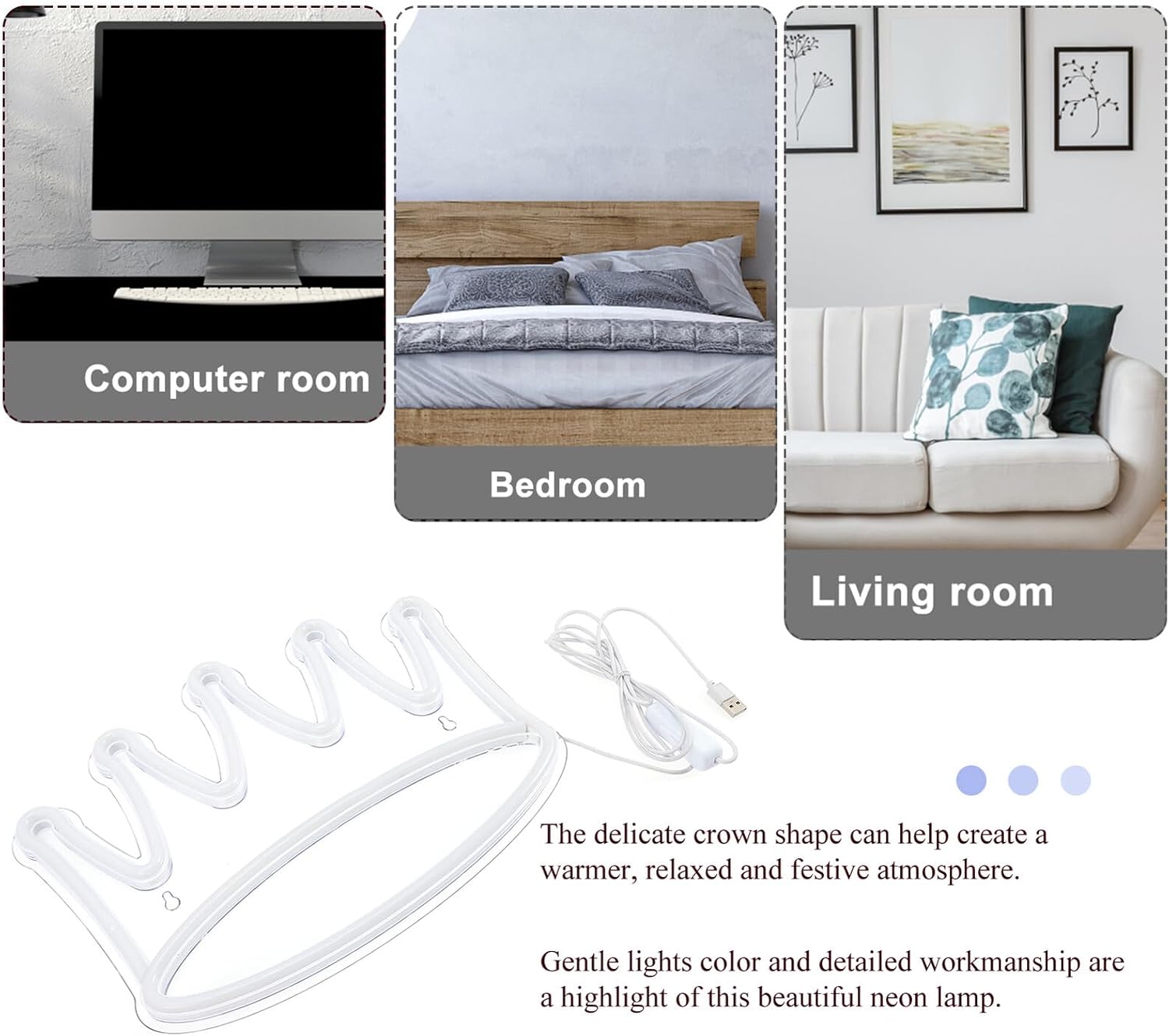 Vaguelly ネオンサイン クラウン形状 電源式 卓上ライト 寝室 リビング用 インテリアイルミネーションライト
