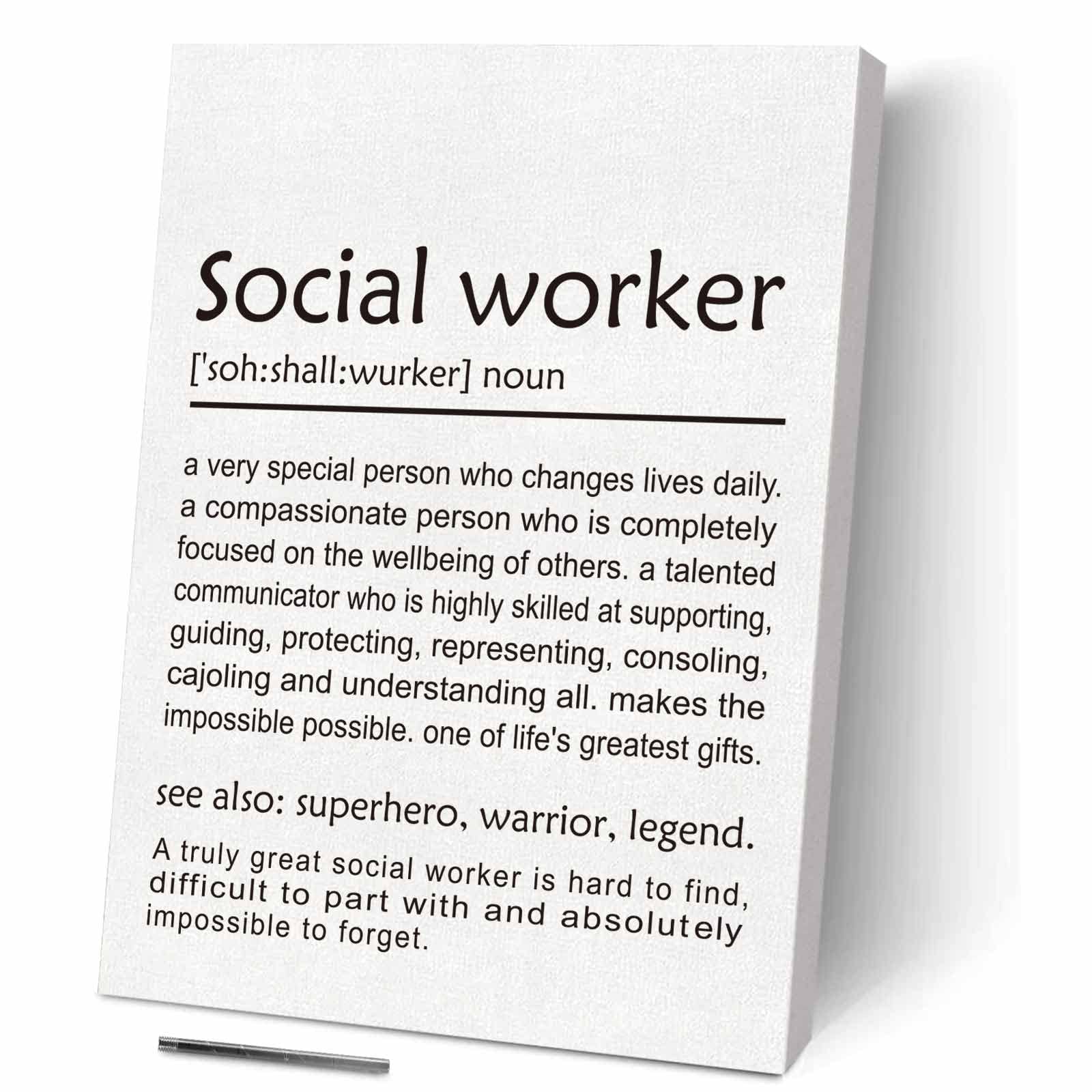 Thank You Gifts for Social Workers, Appreciation Gifts - Inspirational Definition of Social Workers Wall Art - Perfect Gifts for Retirement & Thanksgiving Women Men Coworker
