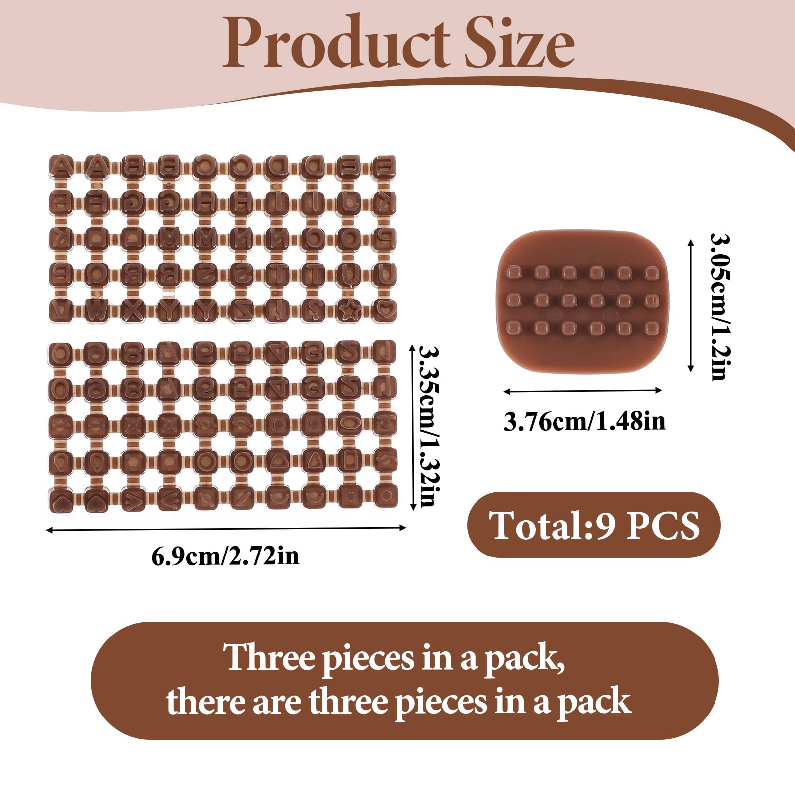 Telooco 3 Pcs Brown ABS Round Clay Stamps for DIY Personalized Cake Cookie Stamps