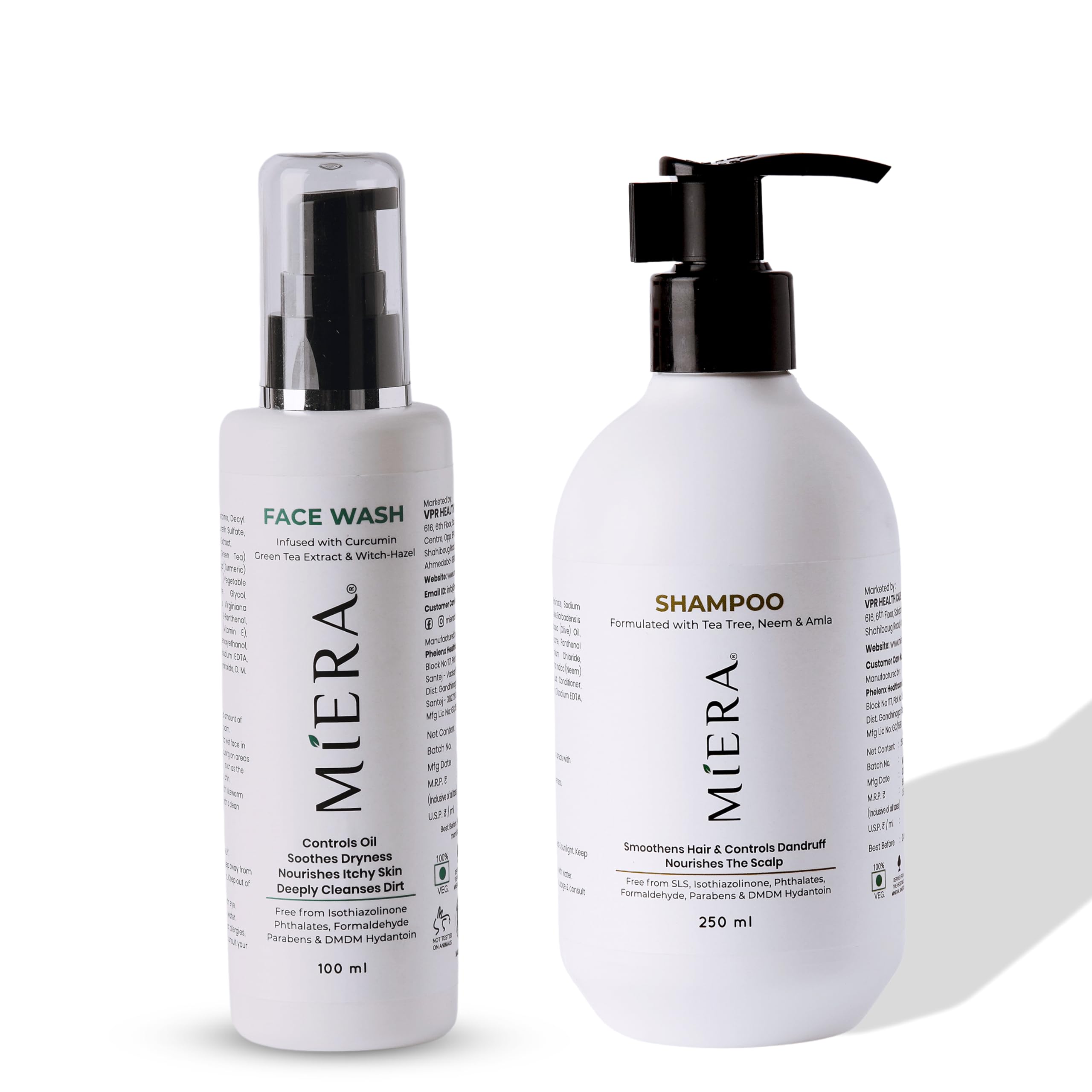 MIERA Hair & Skin Mini Combo | Anti-Dandruff Shampoo with Tea Tree & Neem | Face Wash with Curcumin & Green Tea for Healthy Hair and Glowing Skin-image-24
