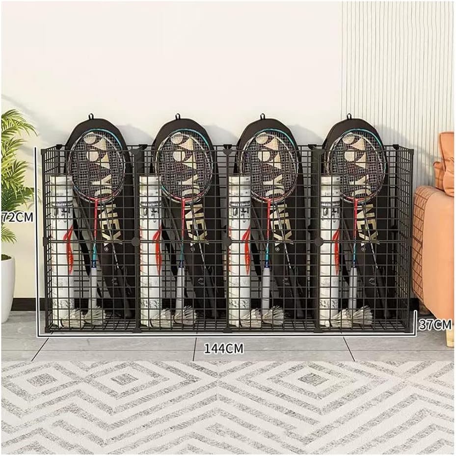"Multi-Purpose Sports Equipment Storage Rack - Easy Assemble Display Stand for Badminton Rackets, Basketballs, Volleyballs, Bats, Balls, Hats - Ideal for Home, Garag