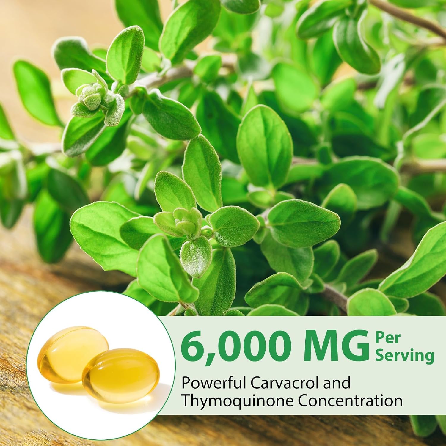 Oregano Oil Capsules, 2 in 1 6000mg Oil of Oregano with Black Seed Oil 200mg Softgels, 165mg Carvacrol, Non-GMO, Gluten Free, 240 Count