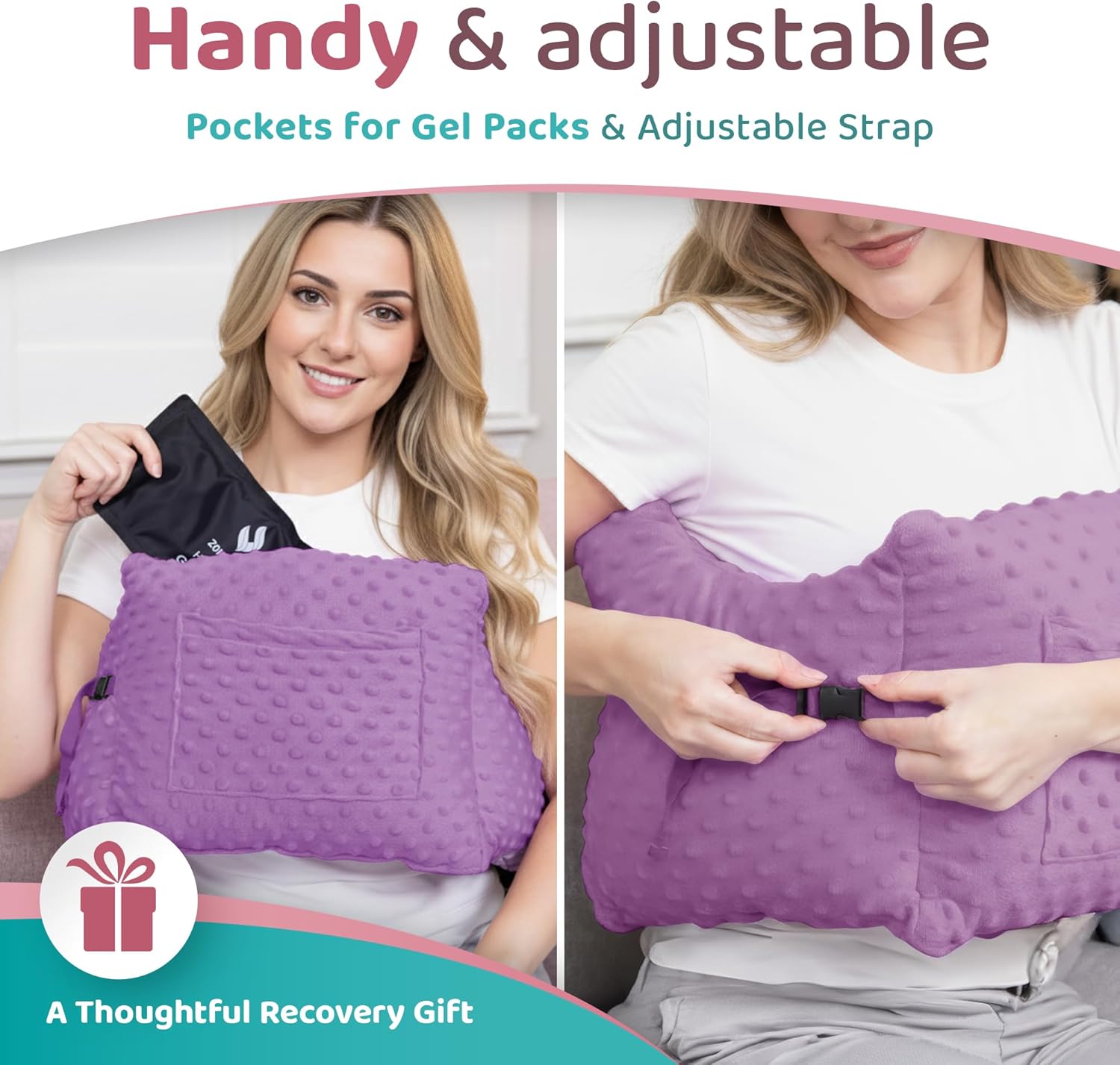 Zomaple Post Mastectomy Pillow Post Surgery – Post-Op Essentials, Breast Augmentation/Reduction & Mastectomy Recovery Supplies – Washable Cover for Comfort & Support
