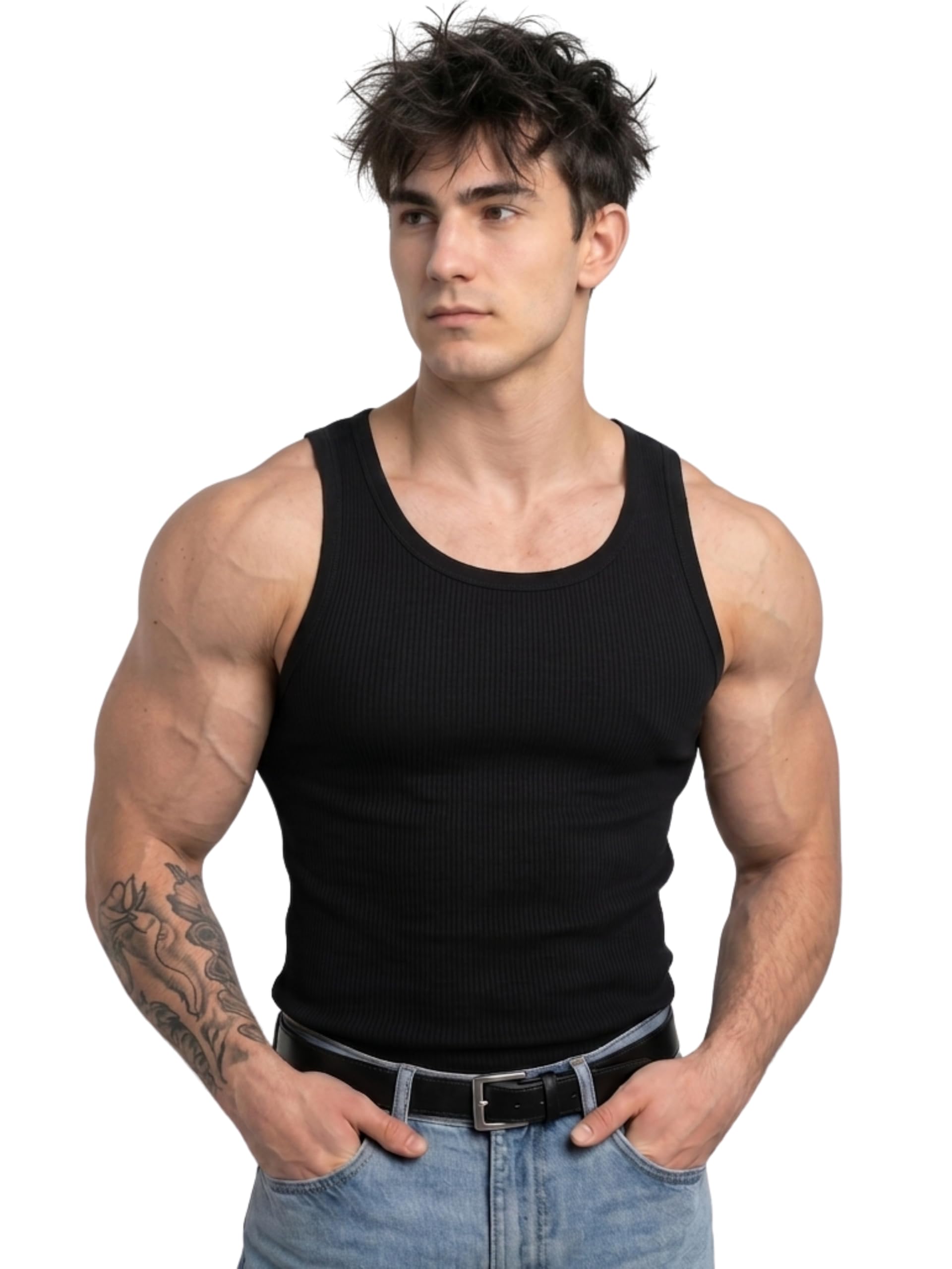 Premium Men’s Cotton Blend Vest – Sleeveless Gym Tank Top & Undershirt, Breathable, Stretchable & Skin-Friendly Ribbed Innerwear for Men – Perfect for Workout, Layering-picture-27