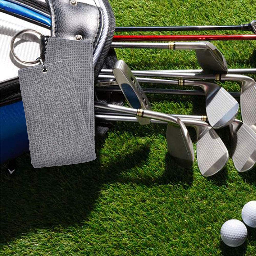 Asciugamano Sport Golf 2 Pezzi Microfibra 50x40 cm Grigio e Nero