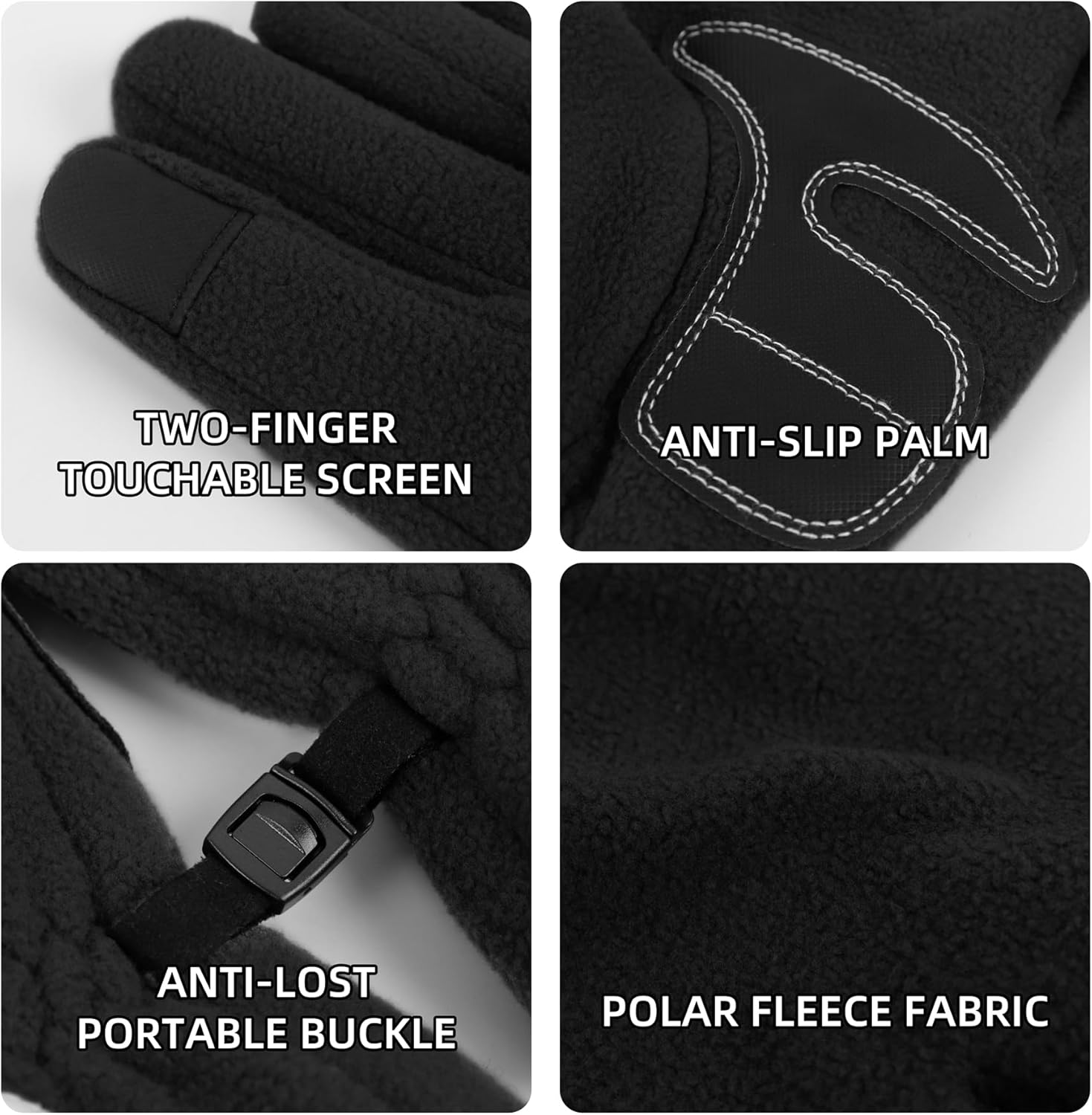 Polar Fleece Gloves for Men Cold Weather Touchscreen Warm Winter Gloves for Running Hiking Skiing Work - Image 9