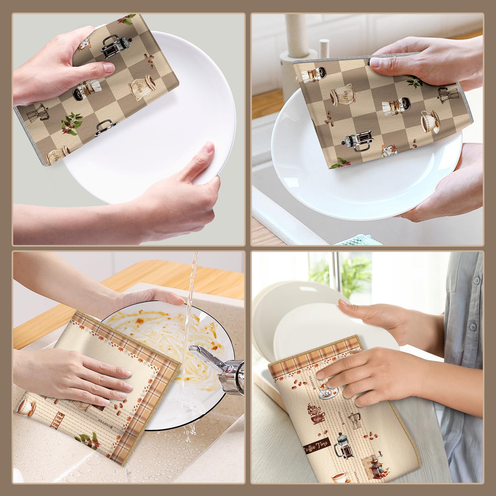 Ręcznik kuchenny z mikrofibry do kawy 2 szt., 40 × 60 cm miękkie chłonne ściereczki do herbaty, gruba ściereczka do naczyń na imprezę, piknik, ślub, dekoracja do jadalni na świeżym powietrzu