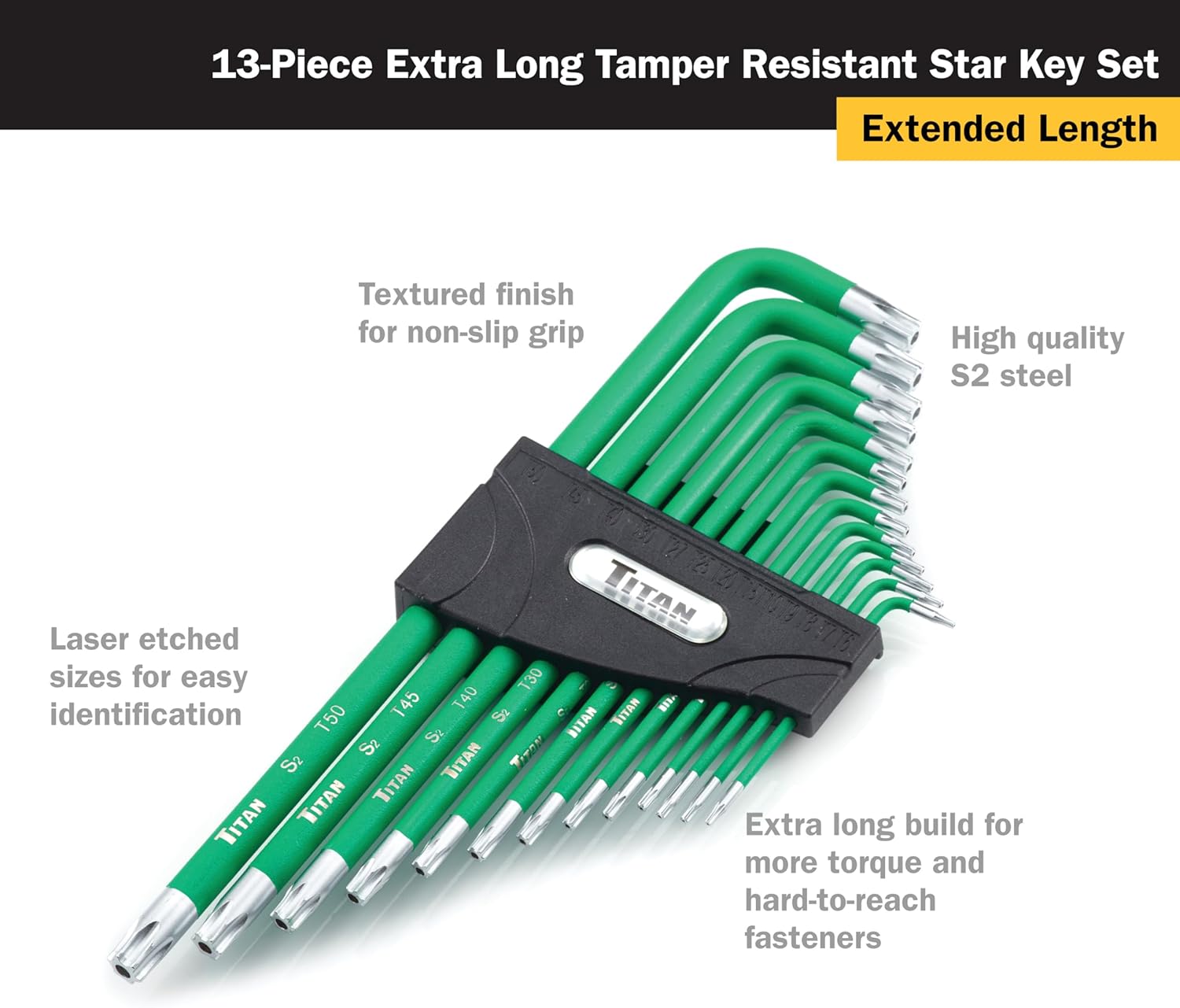 Titan 12763 35-Piece Star, Metric, and SAE Hex Key Set