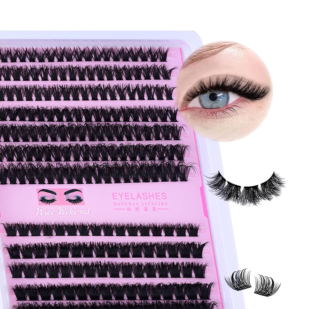 280 Pcs Individual Eye lash 3D Curl Lash Clusters Extensions Clusters 60D/100D Cluster Eyelash Lashes Fluffy Wispy Clusters Lashes Makeup at Home -