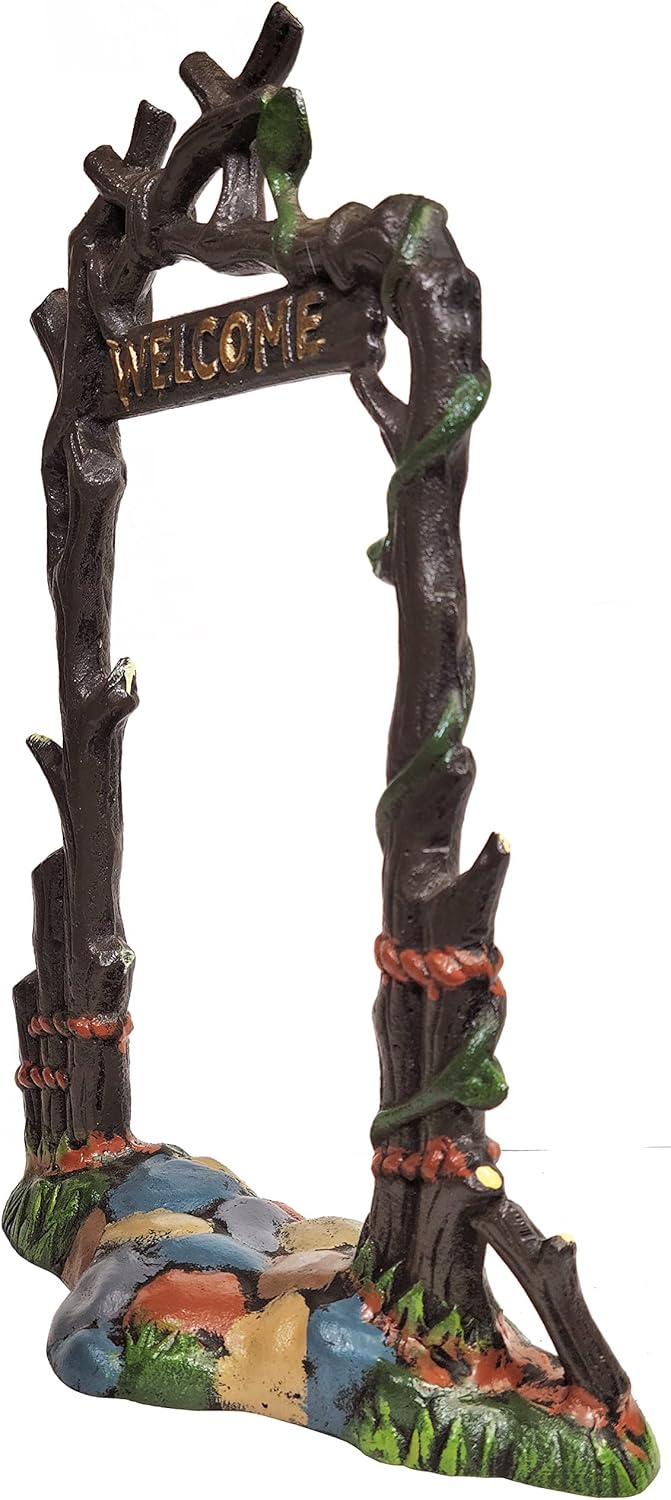 Lulu Decor, 100% Cast Iron Fairy Garden Decor Set Fairy Garden Accessories Including Fairy Lamps, Fences, and Welcome.