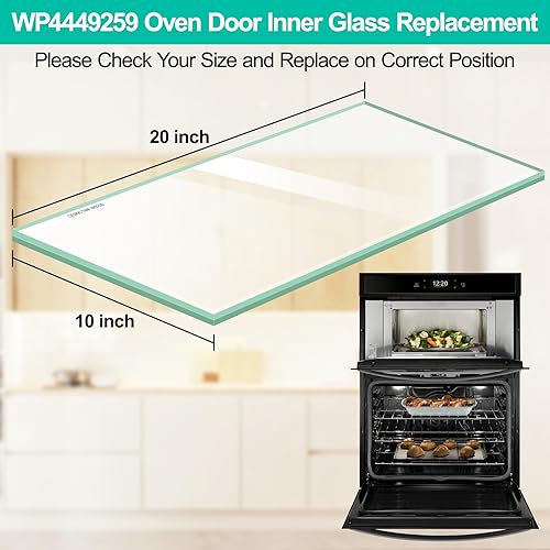 Miniatura 5 de Reemplazo de vidrio para puerta de horno WP4449259 actualizado con Whirlpool 4449259 - Vidrio interior para horno Whirlpool 4449259, vidrio interior