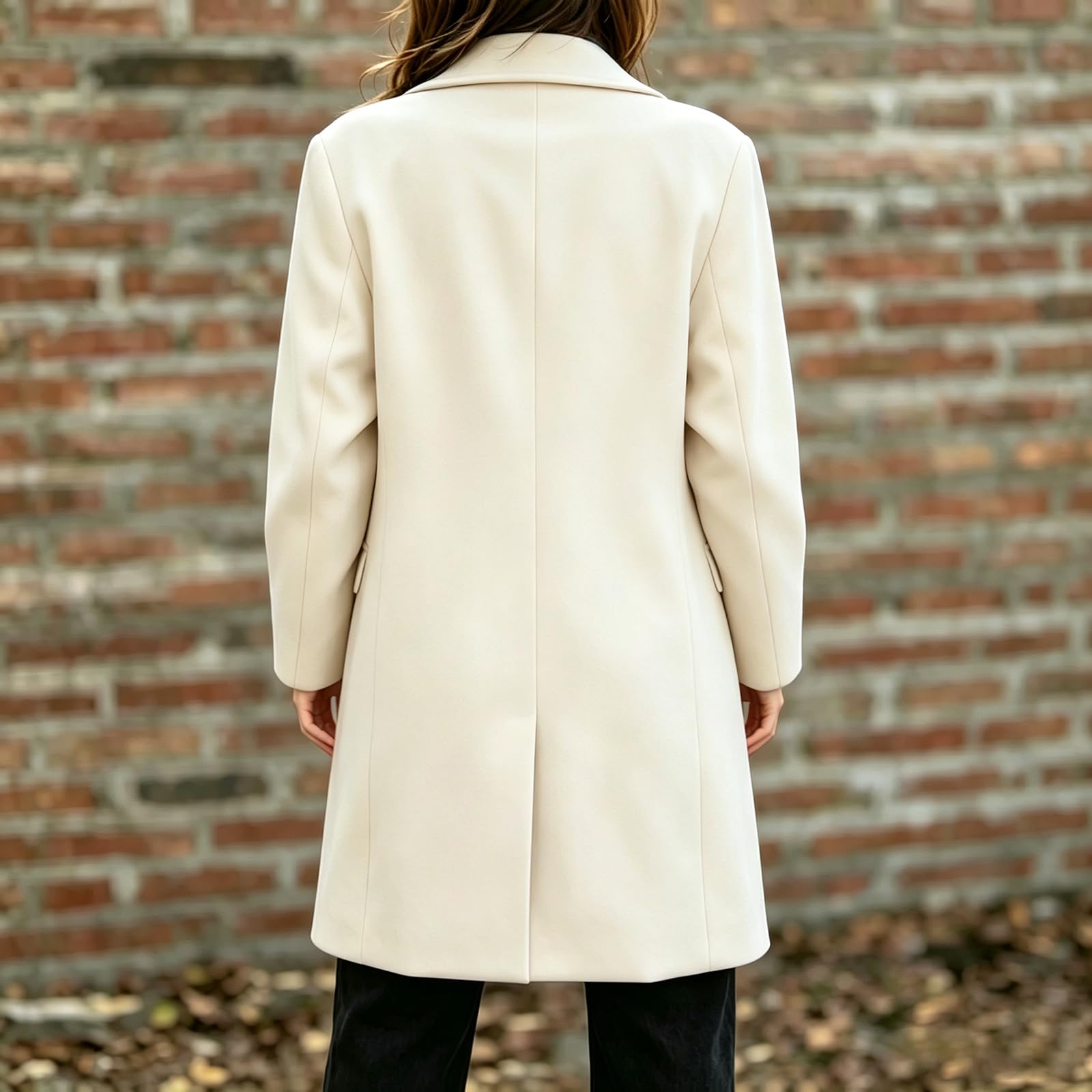 Generisch Wintermantel Damen Elegant Wollmantel Lang Winterjacke Zweireihig