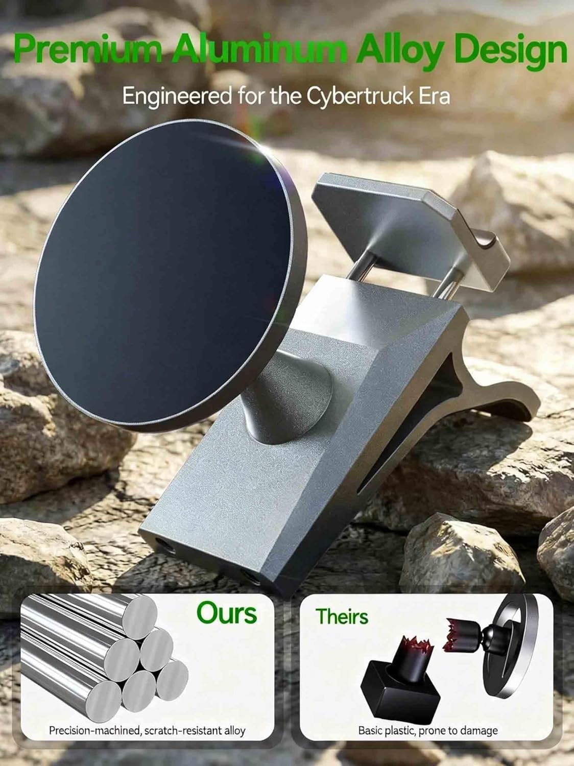 Cybertruck Phone Mount, Magnetic Phone Car Air Vent Holder for Tesla Cybertruck (2024 & Later Models) – 360° Adjustable Mag-Safe Compatible Dashboard Mount for Tesla Cyber Truck Accessories