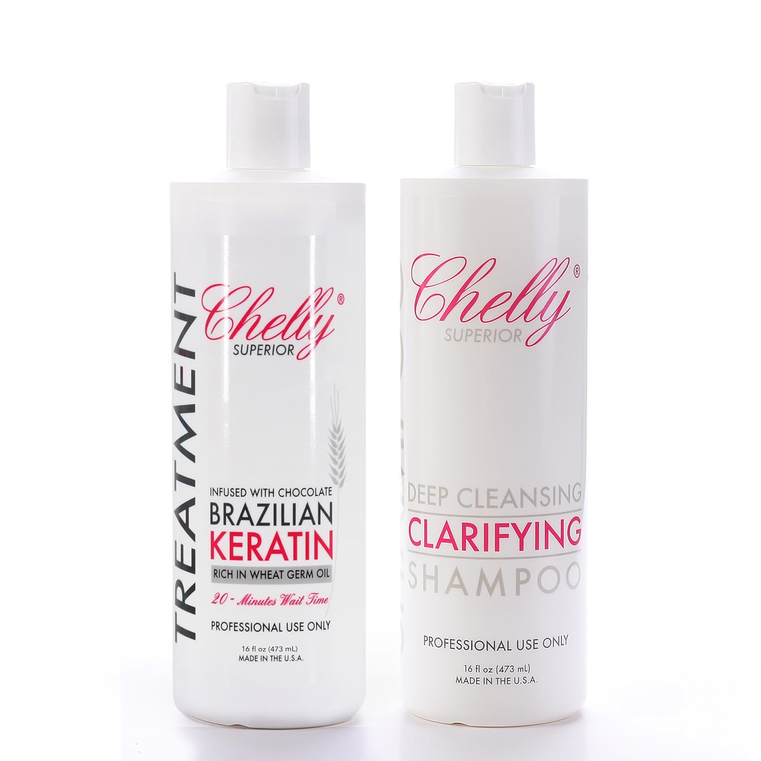 SUPERIOR BRAZILIAN KERATIN TREATMENT CHOCOLATE & CLARIFIYNG SHAMPOO COMBO (16 oz Chocolate Treatment + 16 oz Clarifying Shampoo)