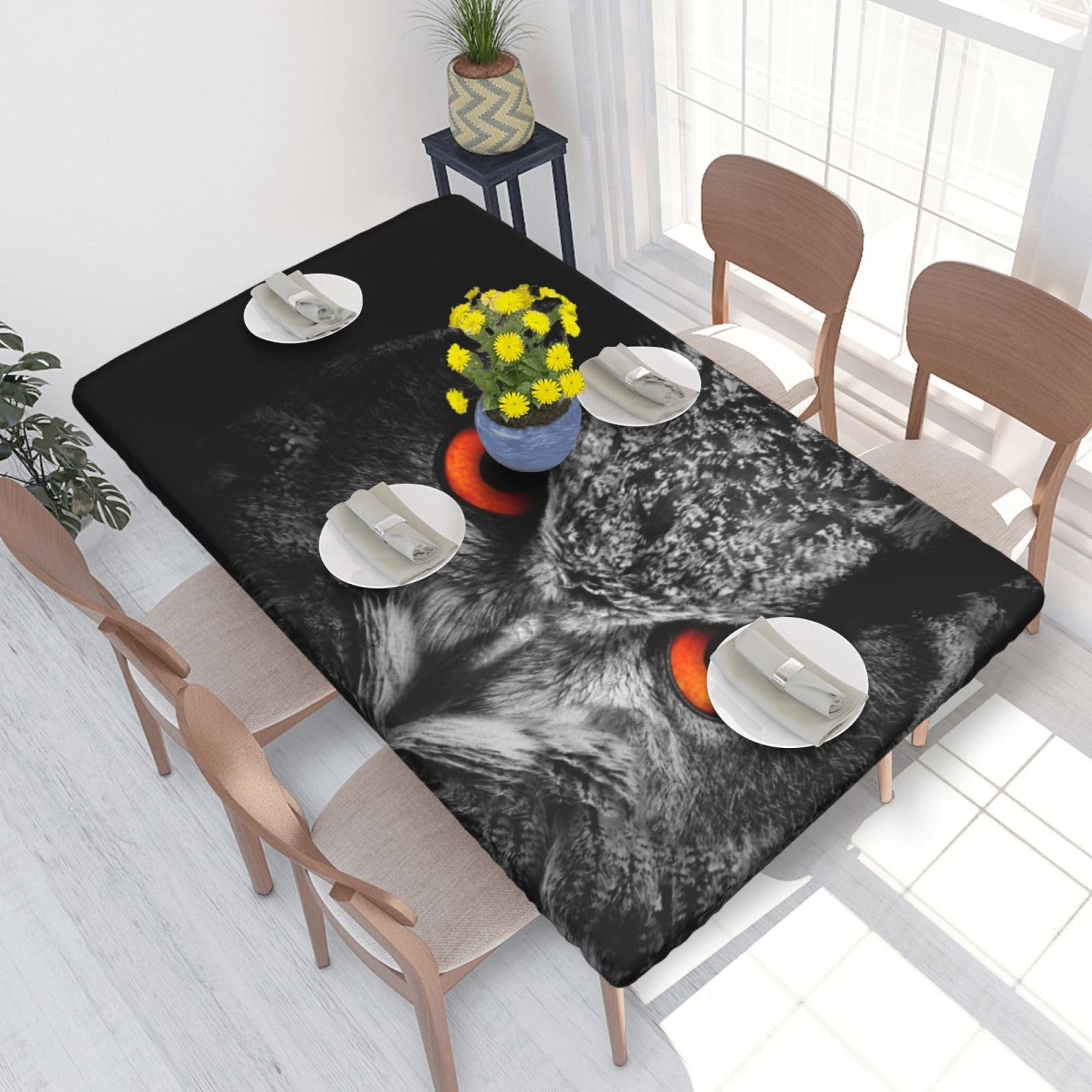 BNVSADC Owl Eyes Printed 4FT Tablecloth 122x76 CM Polyester Kitchen Water Resistant Table Cloth Dining Table Decoration Table Covers
