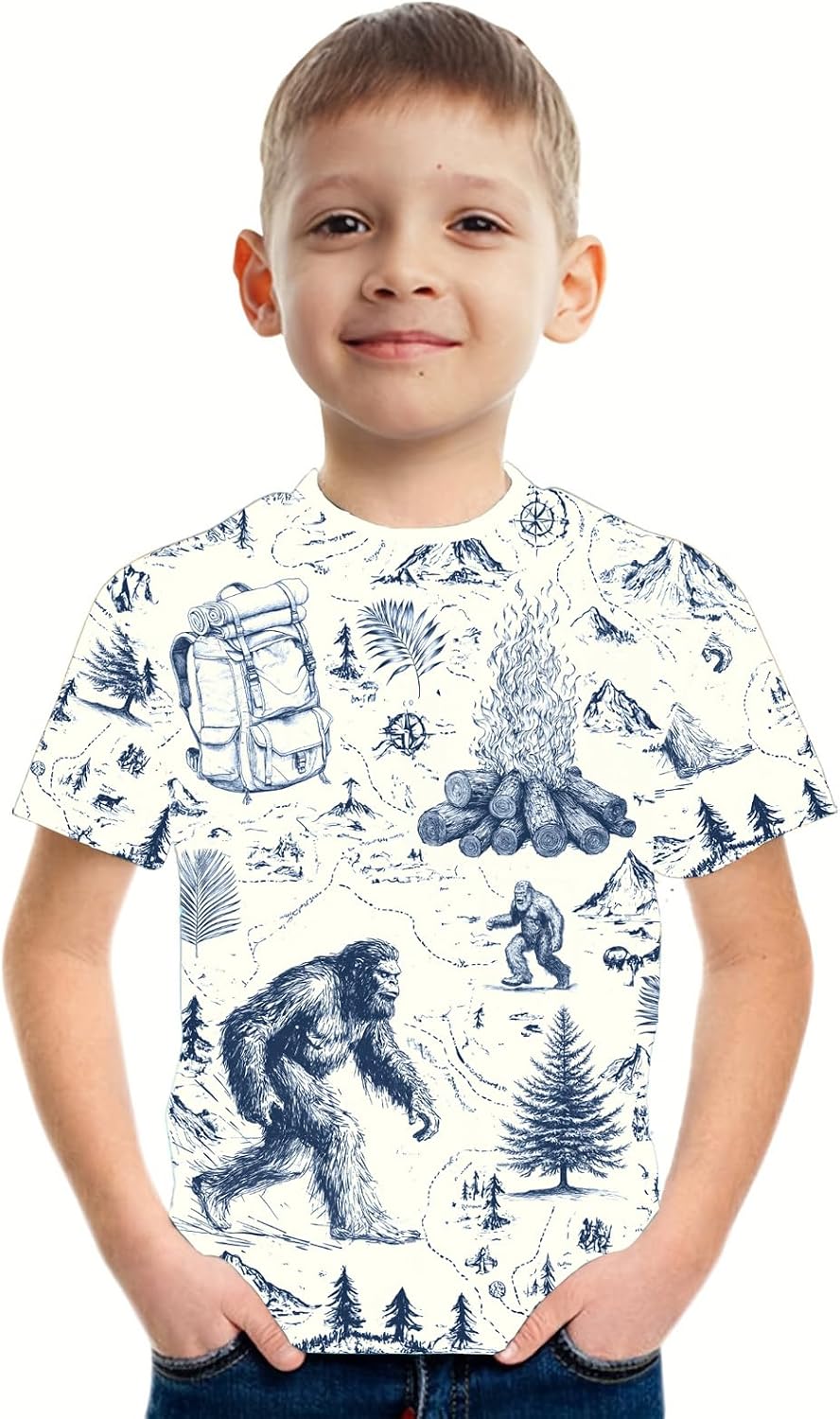 DFZ Boy’s and Toddler Boy Funny Cosplay T-Shirt Novelty Printed Short Sleeve for 4-14 Years Crewneck Casual Tops Unisex